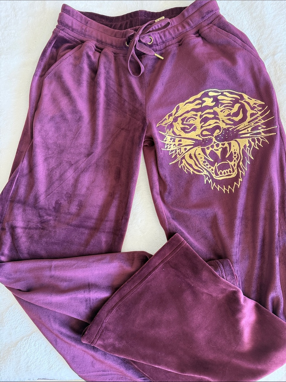 Ed Hardy Purple Tiger Graphic purple velour pants